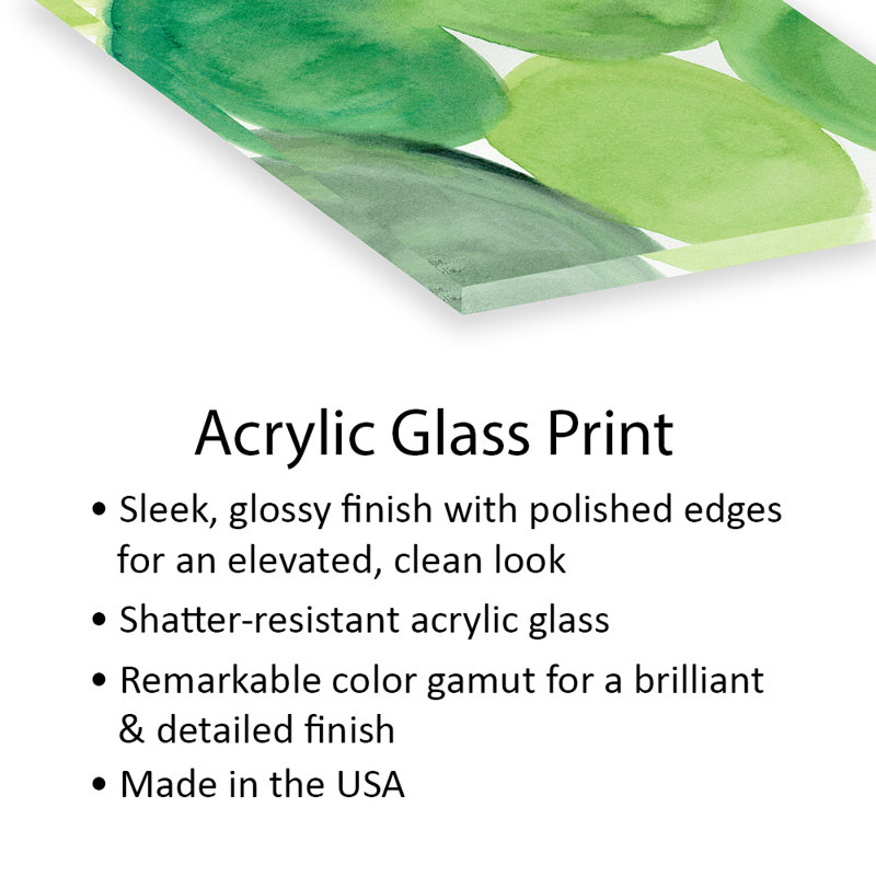 Succulent imprimé vert sur verre acrylique, H 24 po x l 16 po x P 0,25 po