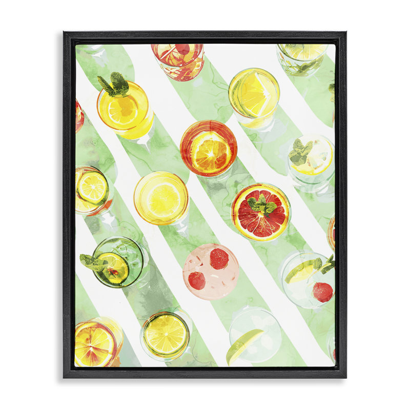  Art mural sur toile, "Divers cocktails" par Daphne Polselli, H 21 po x l 17 po, Cadre flottant noir de jais