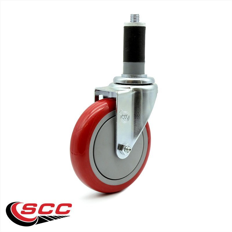 Ensemble de roulettes extensibles pivotantes en polyuréthane de 5 pouces de 1 3/8 po SCC / SCC-EX20S514-PPUB-MTG45-4