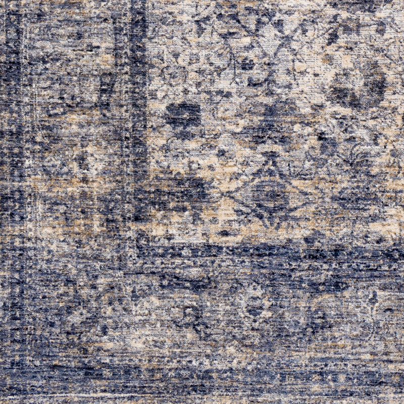 Tapis oriental bleu marine / denim Longlier, Rectangle 2 pi x 3 pi 3 po