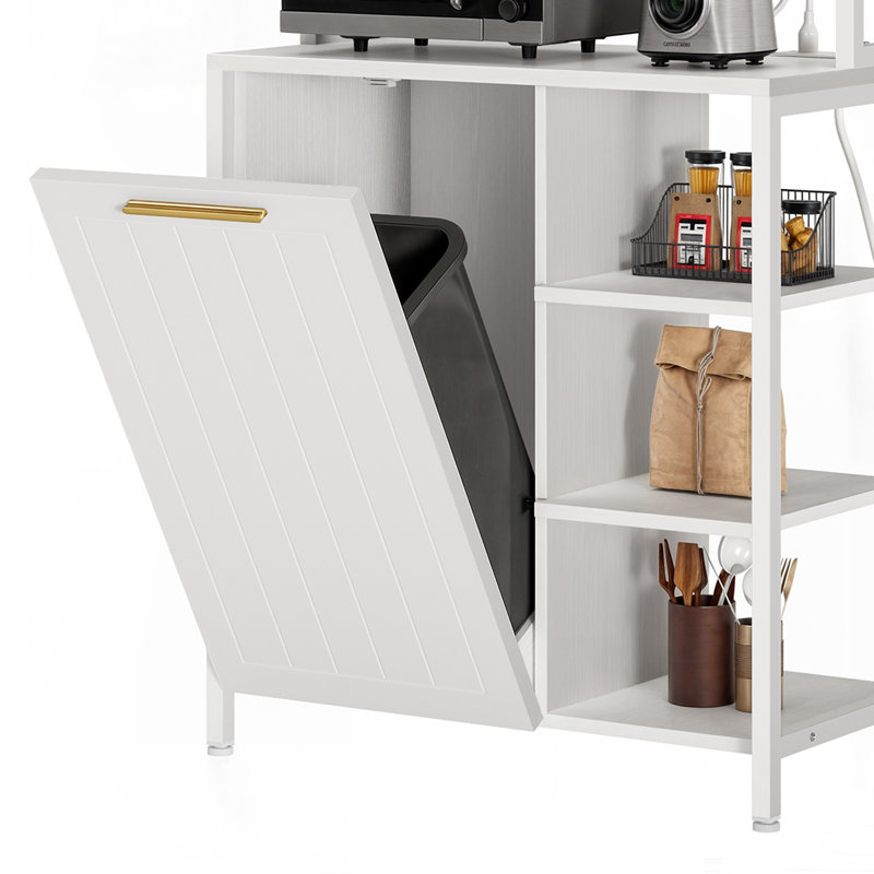 Étagère de boulanger en bois 31,5 po compatible avec les micro-ondes, Blanc