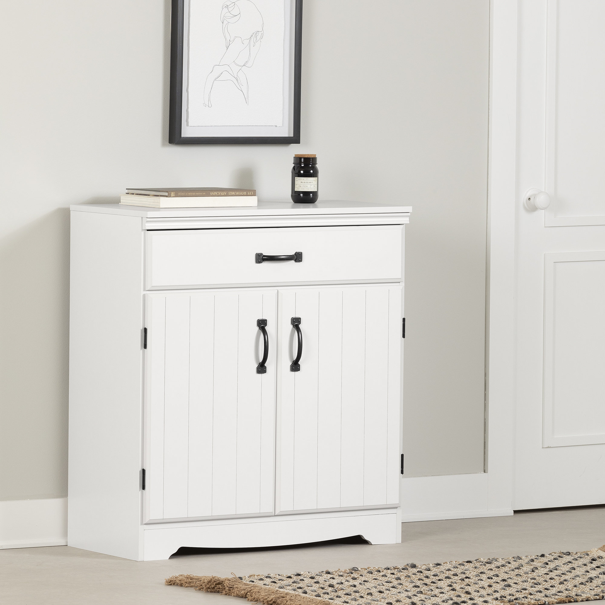 Lark Manor Ailynn - Drawer 2 - Door Accent Cabinet, White/Black & Reviews