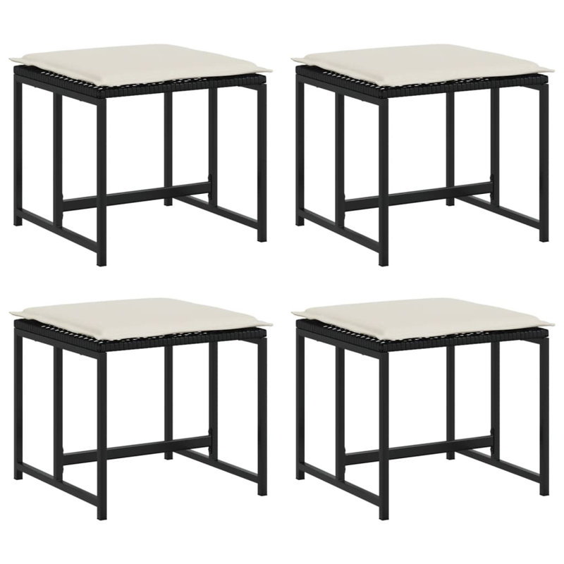  Ensemble de 4 tabourets de jardin noirs