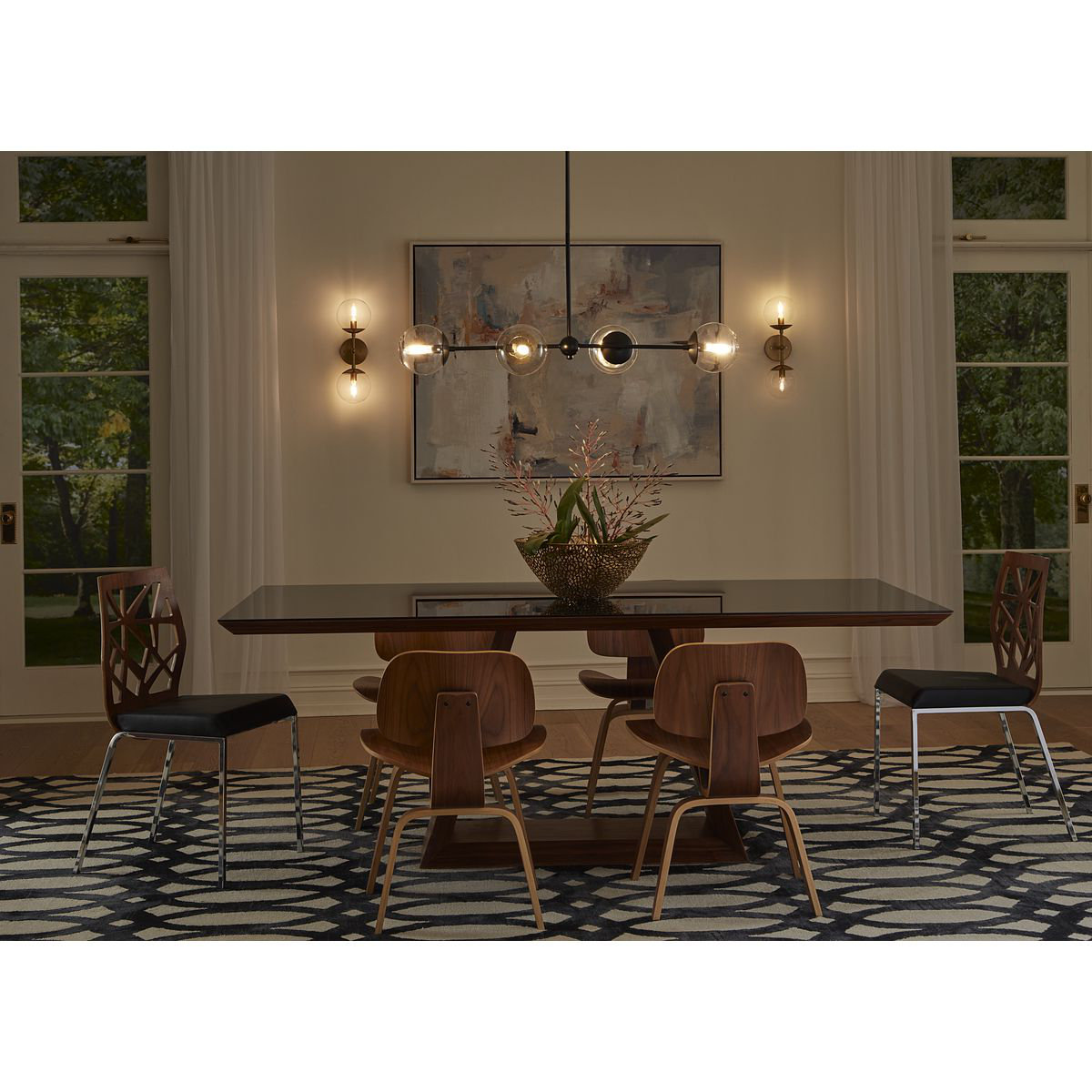Linton 4 - Light Dimmable Kitchen Island Modern Linear Chandelier, Matte Black