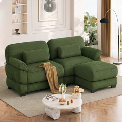 Canapé modulaire en velours côtelé avec repose-pieds Barrett