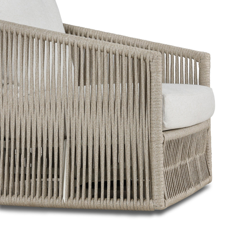 Porto Outdoor Swivel Lounge Chair, Ivory Rope, Alessi Linen
