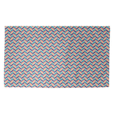 Tapis orange/bleu foncé chevrons Avicia