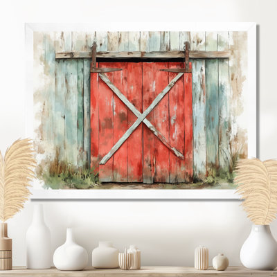 Barn Door in Rustic Red - Architectural Picture Framed Wall Art