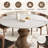 5 Pcs Modern Round Sintered Stone Tabletop Breakfast Table Sets With Comfort Leather Dining Chairs For 4, Minimal Assembly-169328622-169328620-170290454