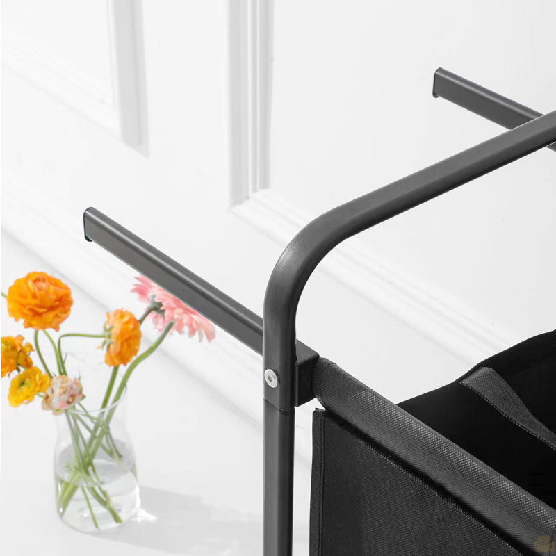 2-Tier Laundry Hamper 110l Large Oxford Clothes Basket Sorter With, Lid And Sorting Cards, Black
