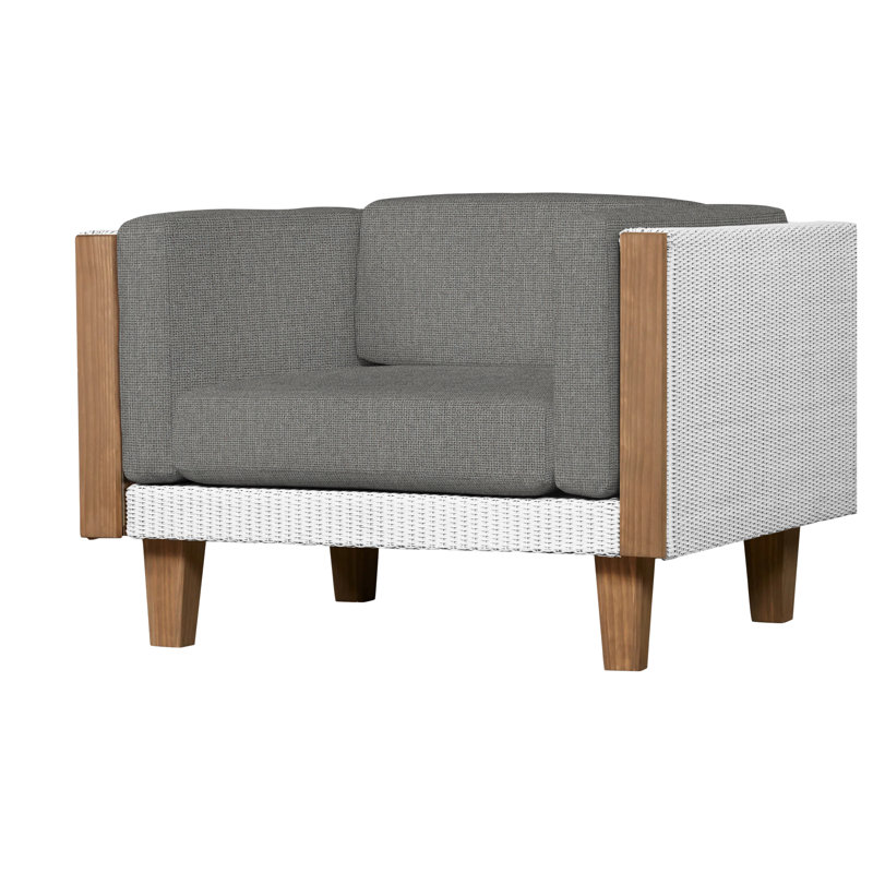 Catalina Outdoor Teak Lounge Chair, White, Demo Skyway