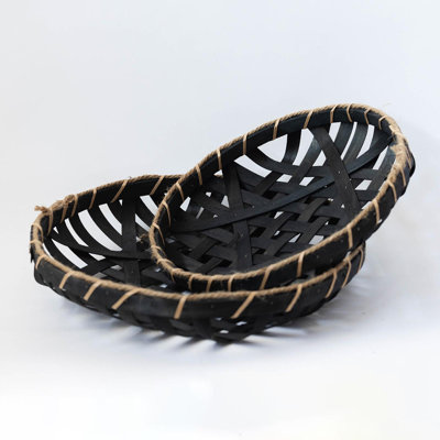 Set Of 2 Circular Woven Trays