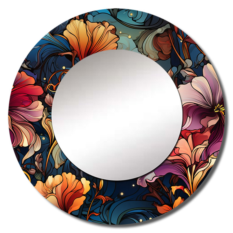 Roshida Victorian Nouveau Elegance Victorian Motif - miroir mural floral, 23 po x 23 po, Rond