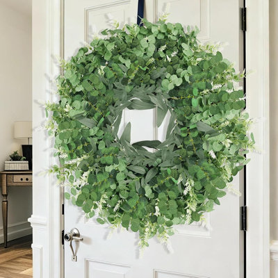 Large Artificial Eucalyptus Wreath For Front Door – Spring Summer Greenery All-season Farmhouse Home Décor