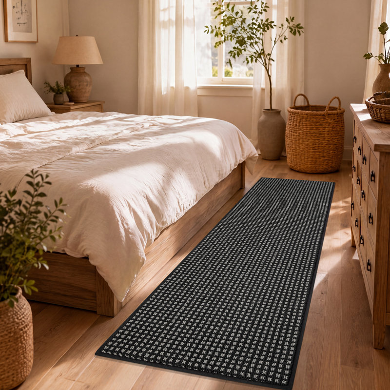 Ensemble de tapis de cuisine avec dos antidérapant, résistant aux taches et lavable à la machine., 24*35+24*71, Noir