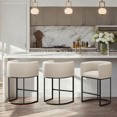 Upholstered Counter Stool with Metal Frame by Hokku Designs