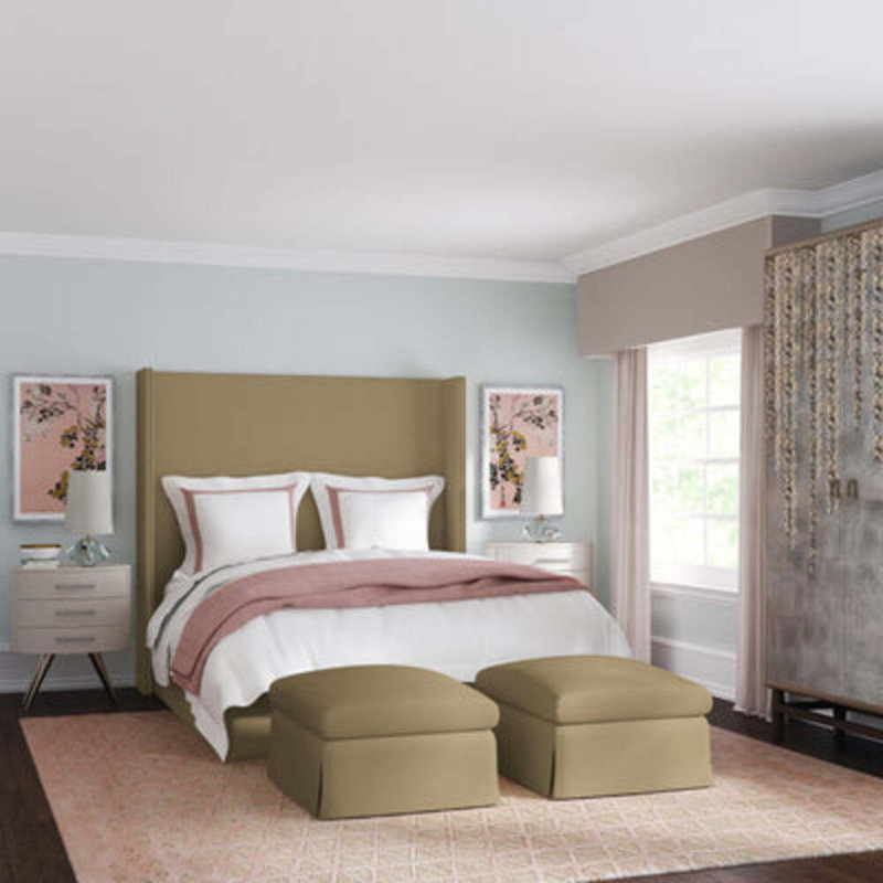 Kaiser Bed, Queen, Plush Velvet Alabaster