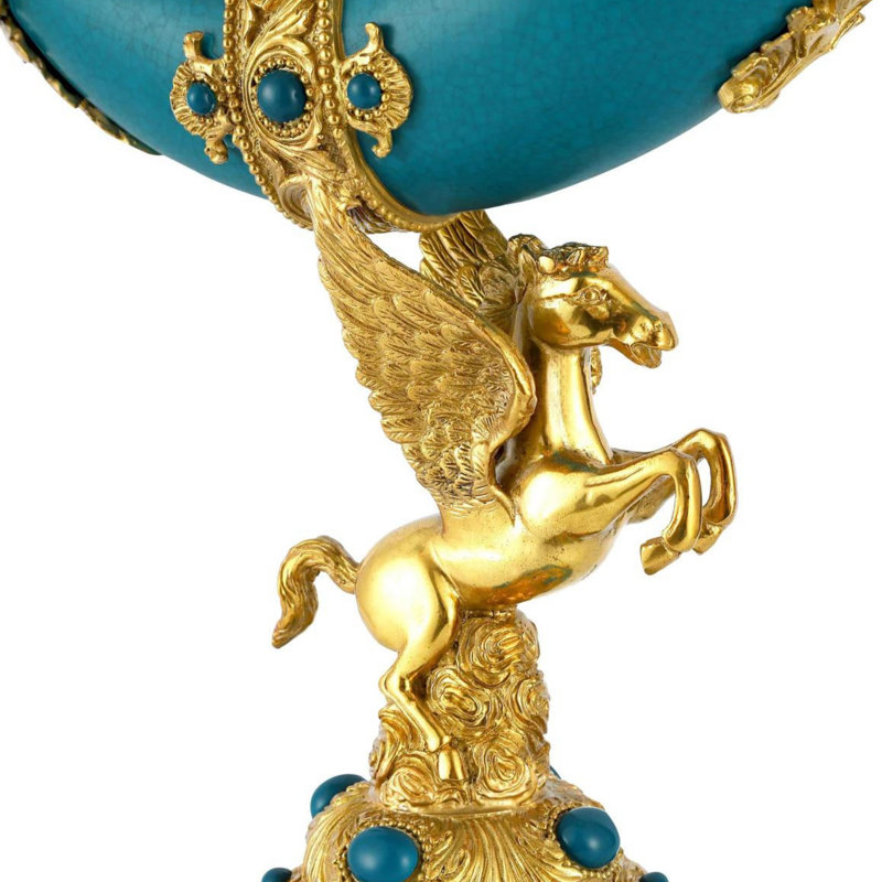 Cornucopia en bronze et en porcelaine de 34 pouces au design bleu unique et élégant pour la maison et le bureau