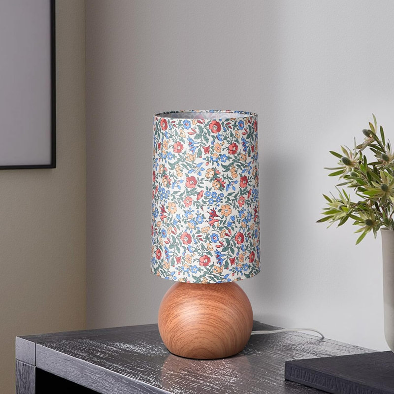 14.56in Cute Floral Mini Table Lamp with Floral Shade, Farmhouse Style Small Desk Lamp