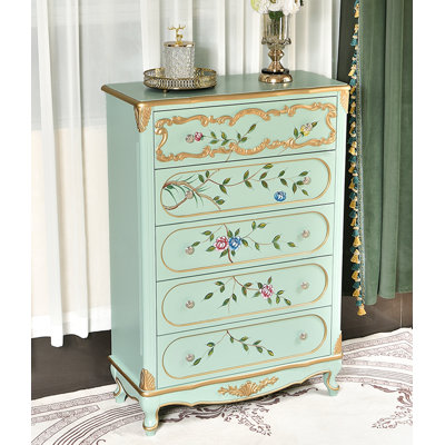 American Country-Style Hand-Painted Green Chest