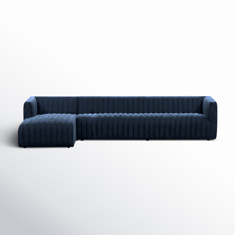 Augustine Chaise Sectional, Left Hand Facing, Orly Natural Velvet, 26" H X 126" W X 64" D