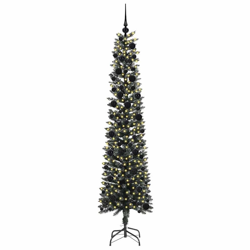 Artificial Christmas Tree with 300 LEDs Green, 7.87' H, Black
