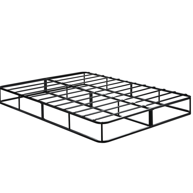 Full Size Mattress Base - Metal Frame, Textured Fabric Top 700lbs Weight Capacity Foundation Black Metal,, Full