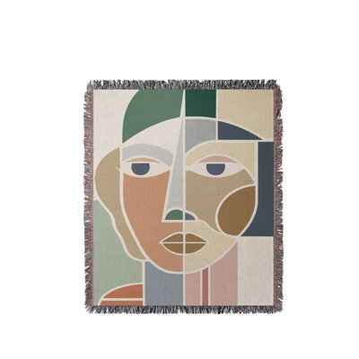 Abstract Face  Cotton Throw Blanket