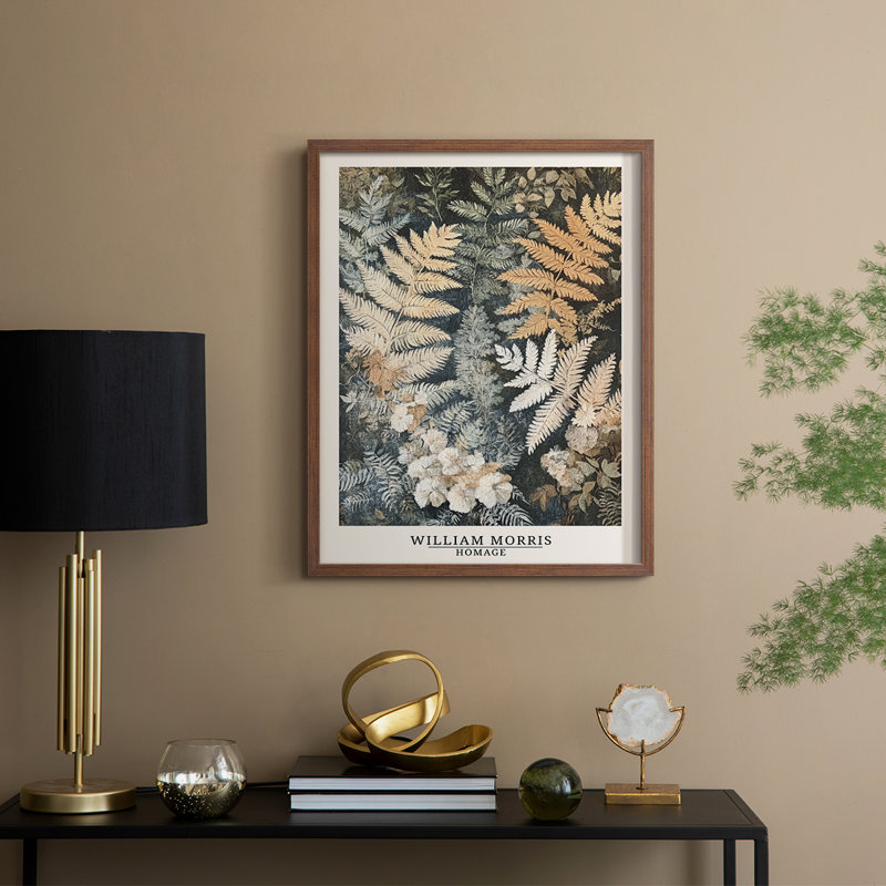 WM MORRIS Series DCCXXXVII Framed Print - Solid Wood, H 11 po x l 9 po, Noyer