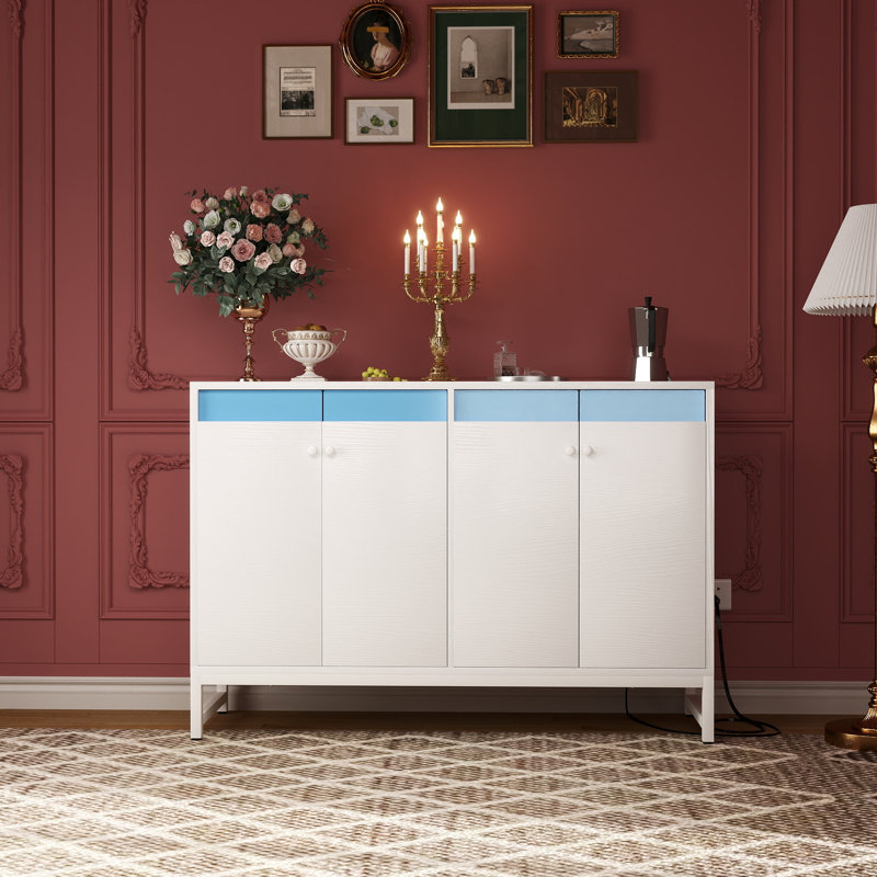 Armoire de rangement avec lumière DEL et prise de courant, Blanc