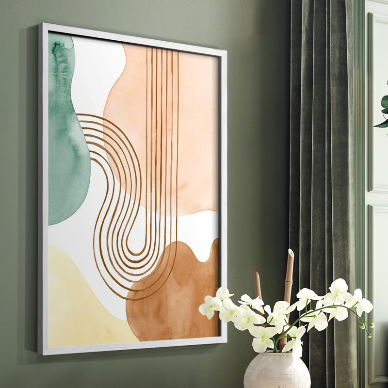 «Spring Shapes II», reproduction encadrée - bois massif, Blanc, H 28 po x l 22 po