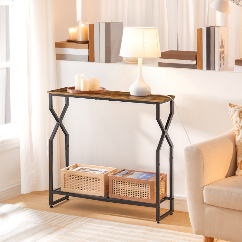 Iberia 9.4'' Solid Wood Top Console Table