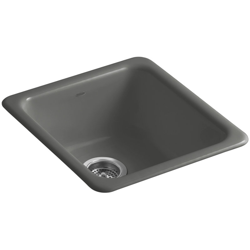 IronTones 17" L x 18-3/4" W x 8-1/4" Top-Mount/Under-Mount Single-Bowl Kitchen Sink, Thunder Gray