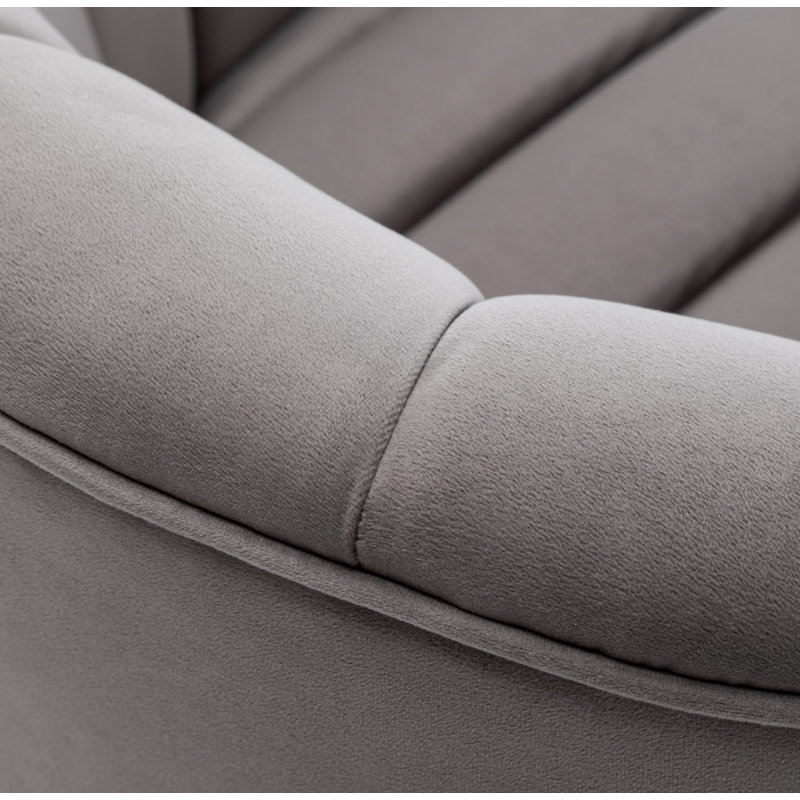 Velours capitonné large de 28 po Murrow, Velours gris, 2