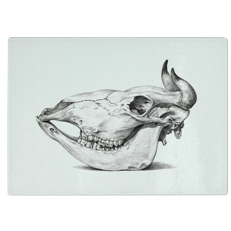 Tempered Glass Skull of a Cow by Jean Bernard Chopping Board, 39 cm W x 28.5 cm L