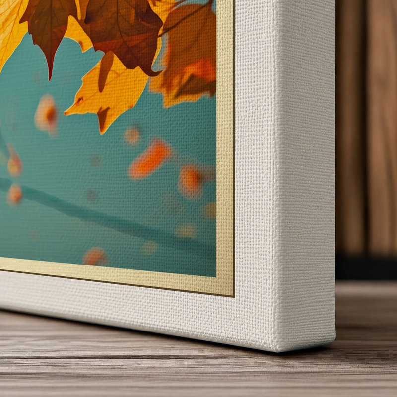 Autumn Leaves Falling Japandi - Wrapped Canvas, 36x24 - 91.4 x 61.0 cm, Cream Border