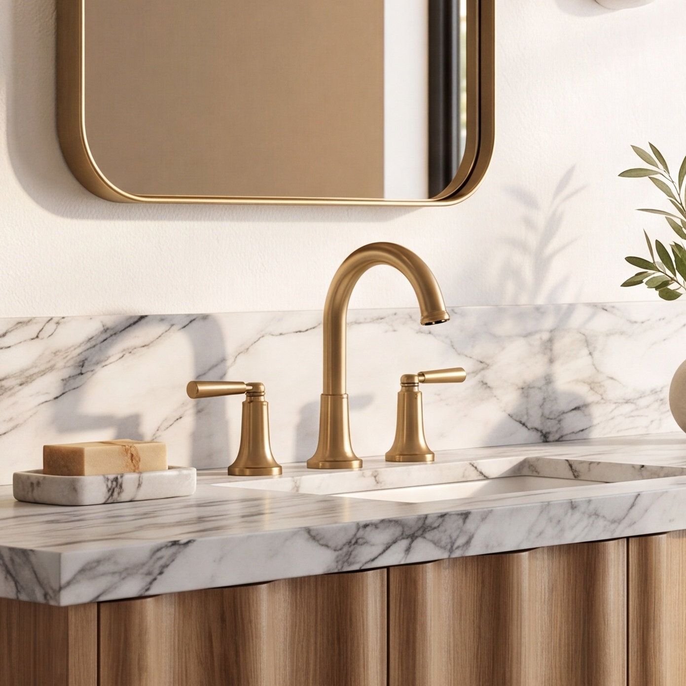 Saylor™ Widespread Bathroom Faucet with Drain, Champagne Bronze