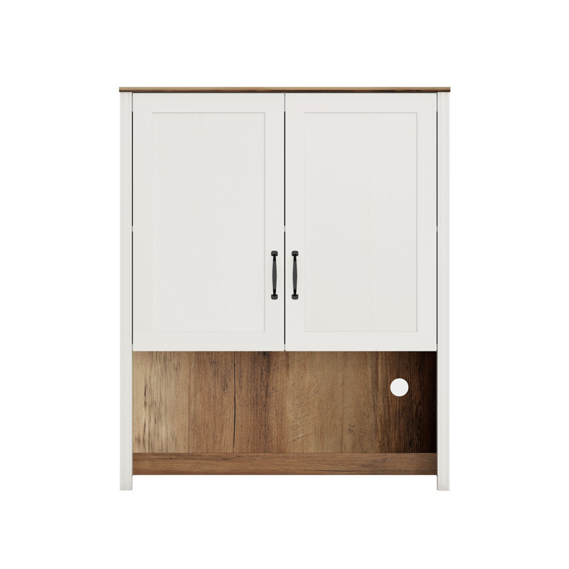 White Bookcase With Wood Doors And Bar Hutch, 33.9'' W（Pair With The Lower Half Of The Scarlett Series）, White
