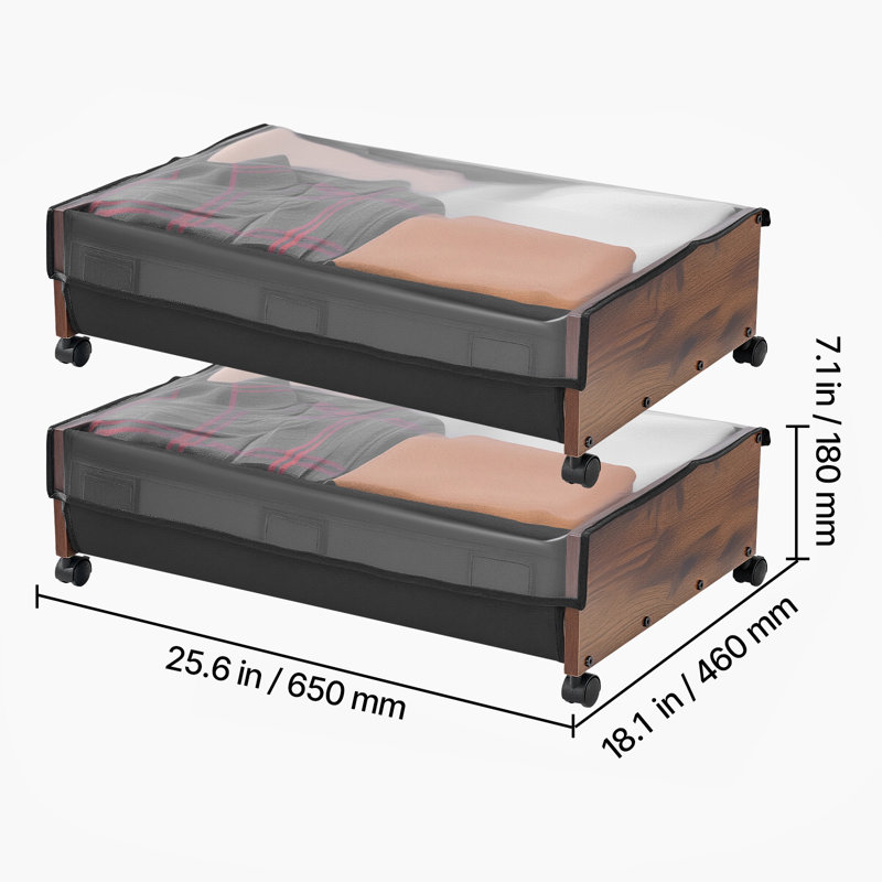 Under Bed Storage with Wheels 25.6x18.1x7.1 Inch Rolling Storage Bags