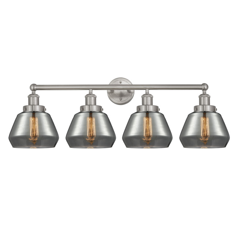 Éclairage de salle de bain 4 lumières à intensité variable Rivka, Plaqué couleur fumée, Nickel satiné brossé