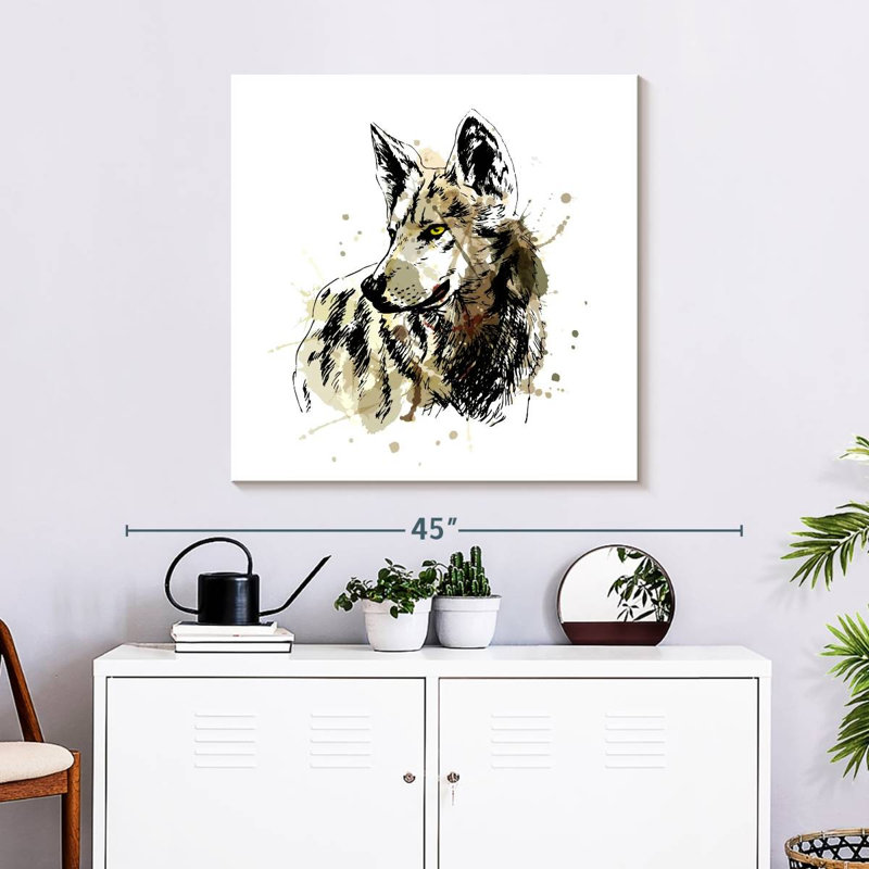 Crowle Grunge Alpha Wolf, 30" H x 30" W