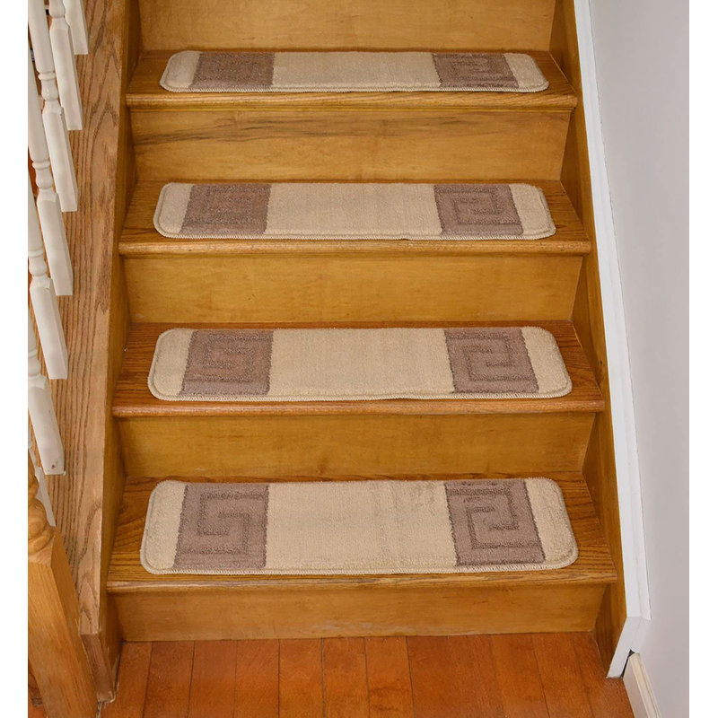 Tapis d'escalier en latex lavable antidérapant, Beige, 15