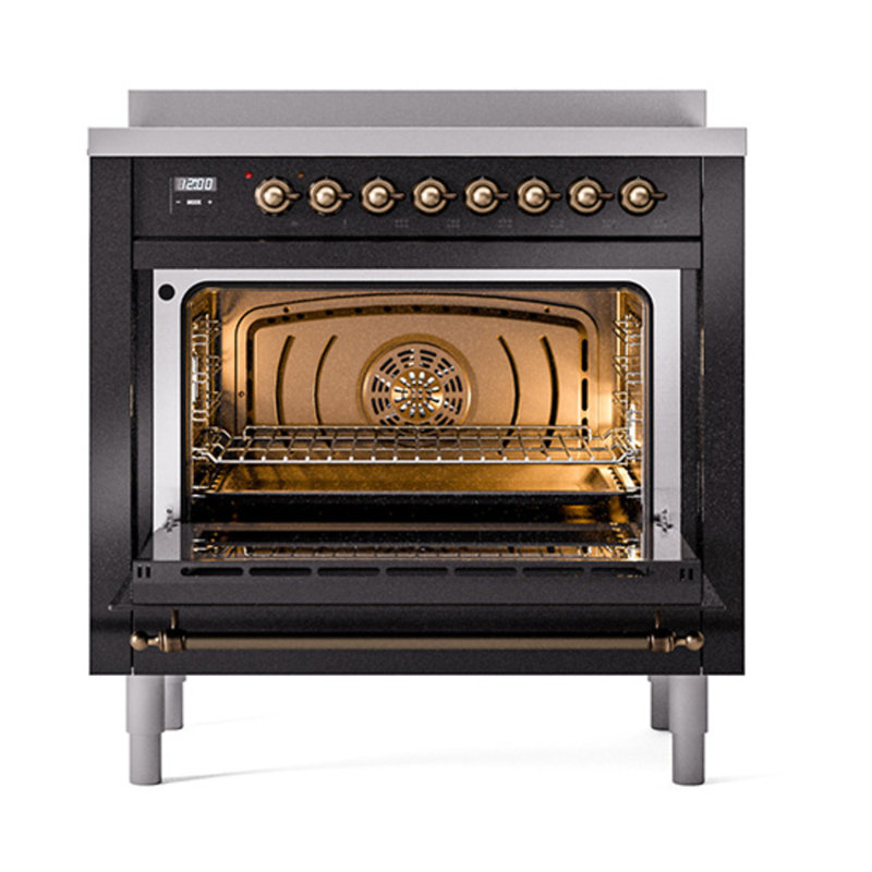 ILVE Nostalgie II Noblesse 36 in Induction Range, Glossy Black/Bronze