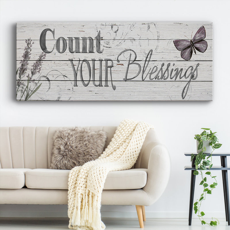 «Count Your Blessings» sur toile, H 8 po x l 20 po x P 1,5 po
