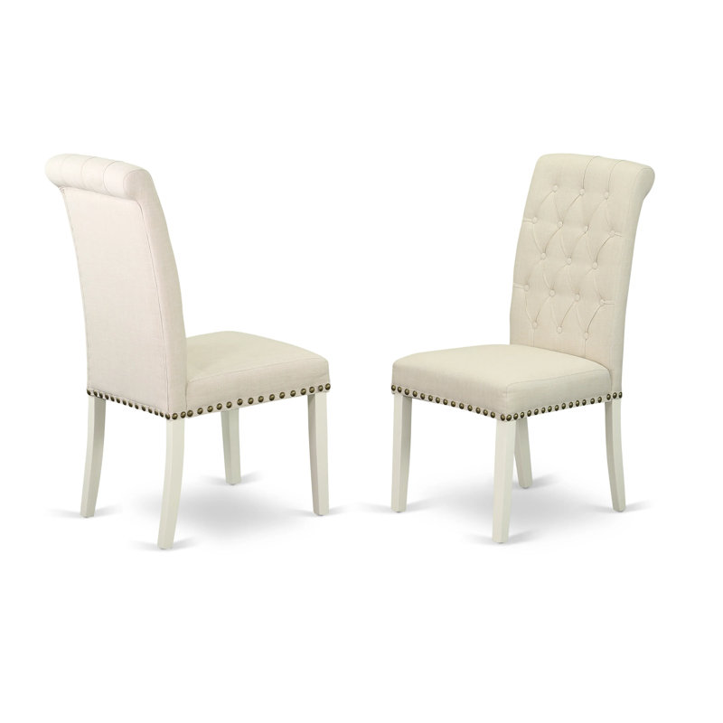 Anglers 18'' H Upholstered Parsons Chair, Black, Light Beige