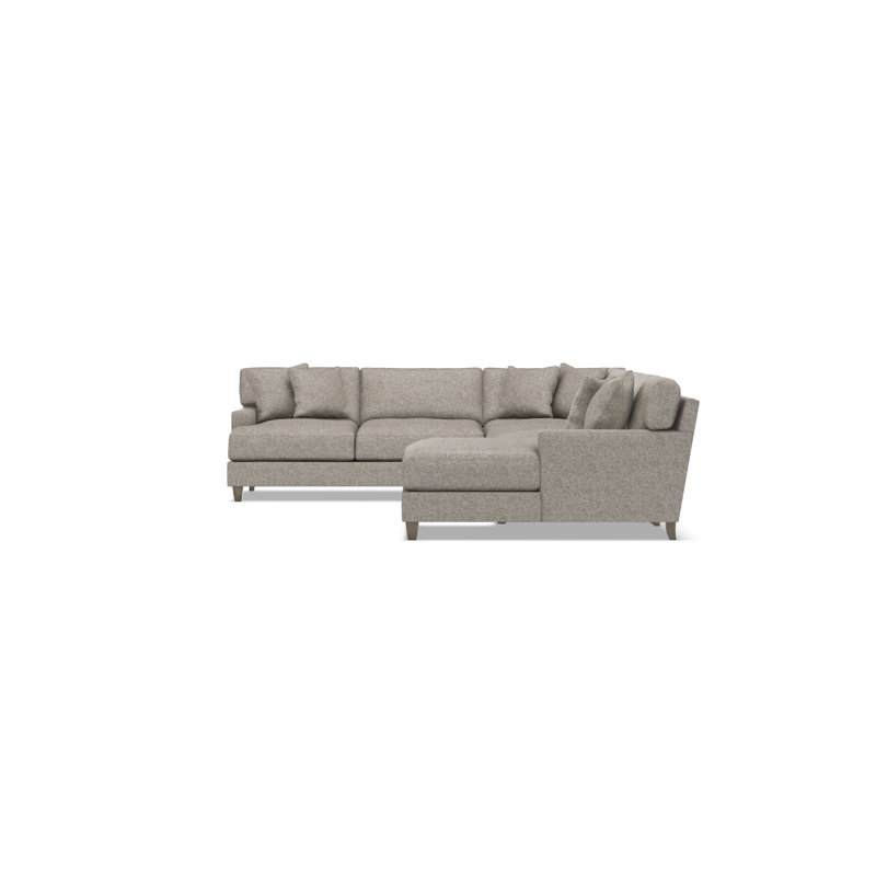 Mila 6-Piece Fabric Sectional, Right Hand Facing, 33.5" H x 137" W x 107" D, Beige Polyester