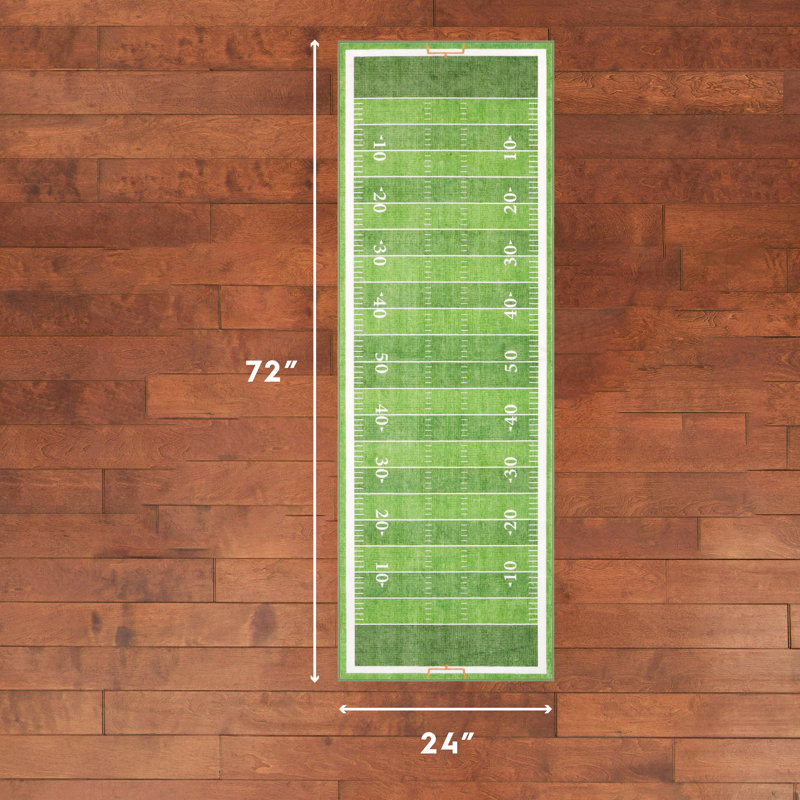 Finley Machine Washable Rug, Green, 2' x 6'   