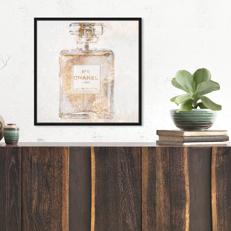 Parfum Glimmer - peinture sur toile, H 12 po x l 12 po, Impression encadrée, Doré