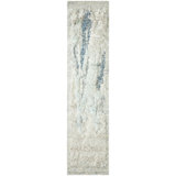 Dereonna Hand Knotted Wool Abstract Area Rug in White