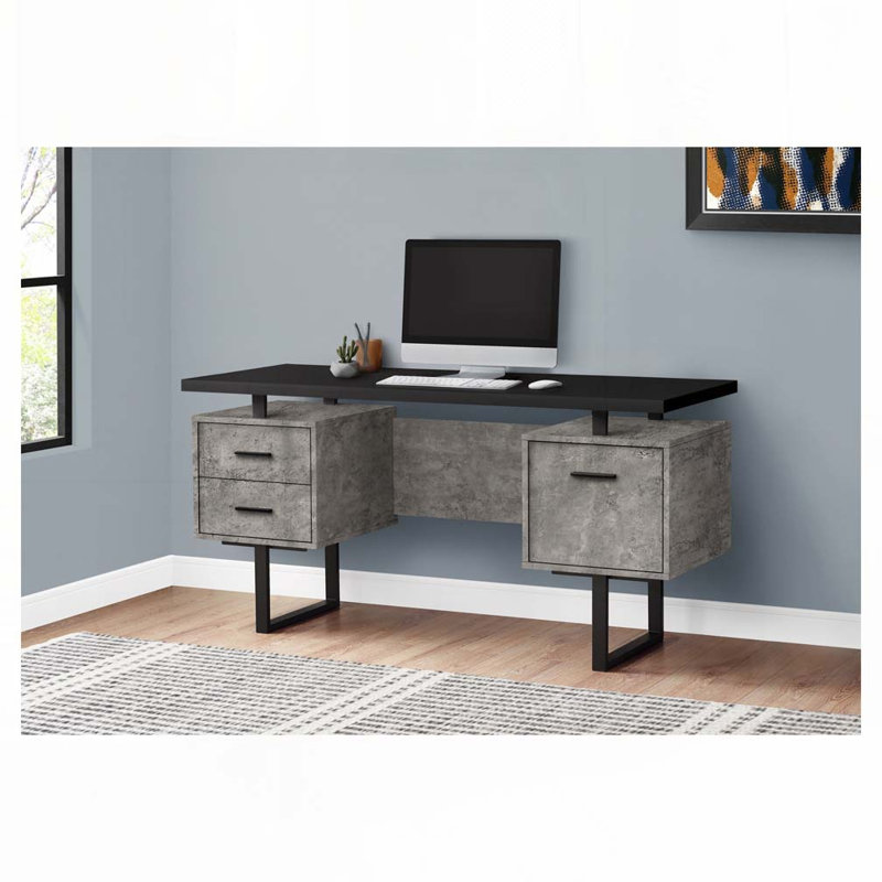 Bureau d'ordinateur à domicile avec tiroirs de rangement, Noir/gris